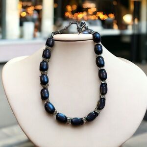 Vintage Coro choker. Deep blue beads that look a bit like star sapphires
